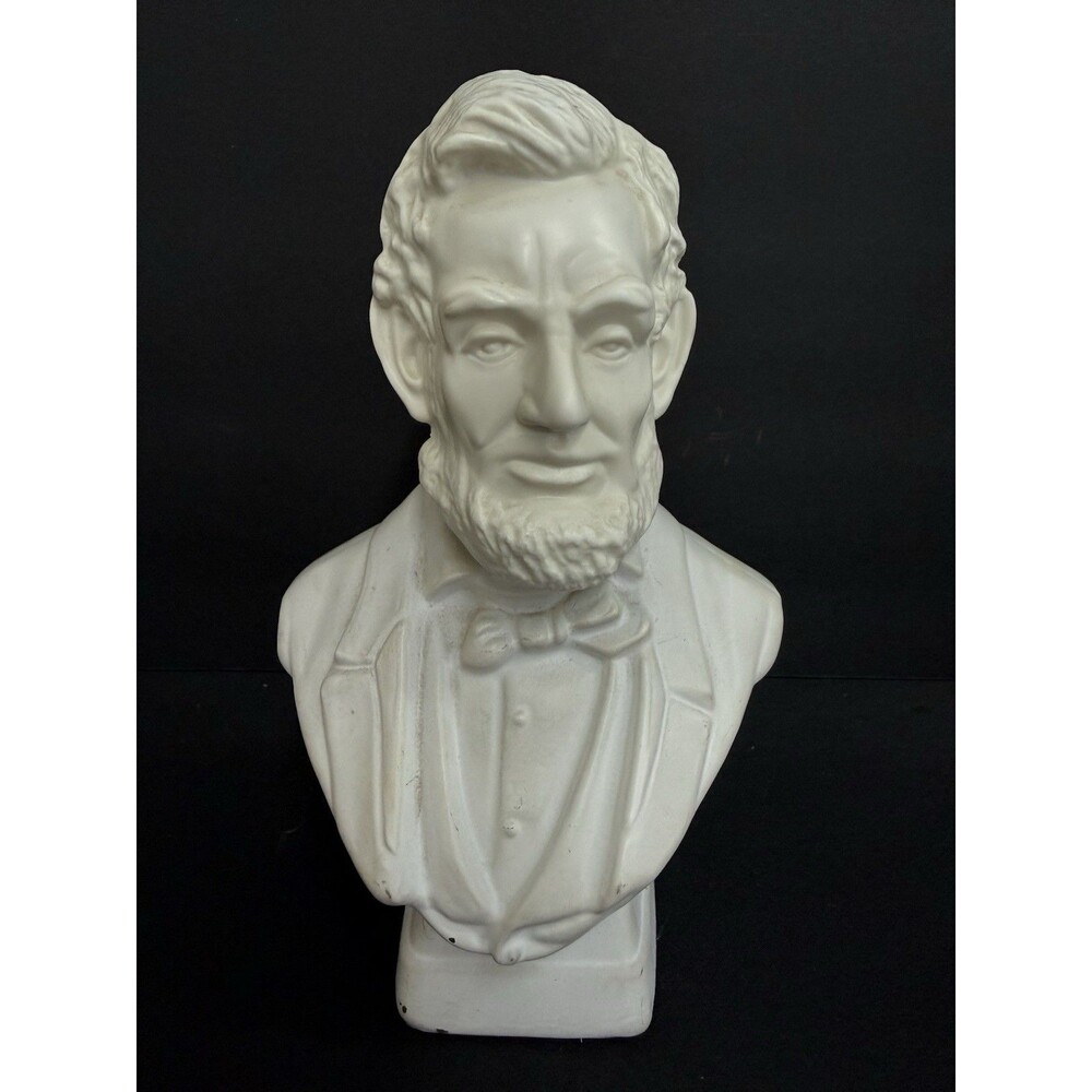 Vintage Abraham Lincoln Avon Bottle White Milk Glass Decanter Bust Empty
